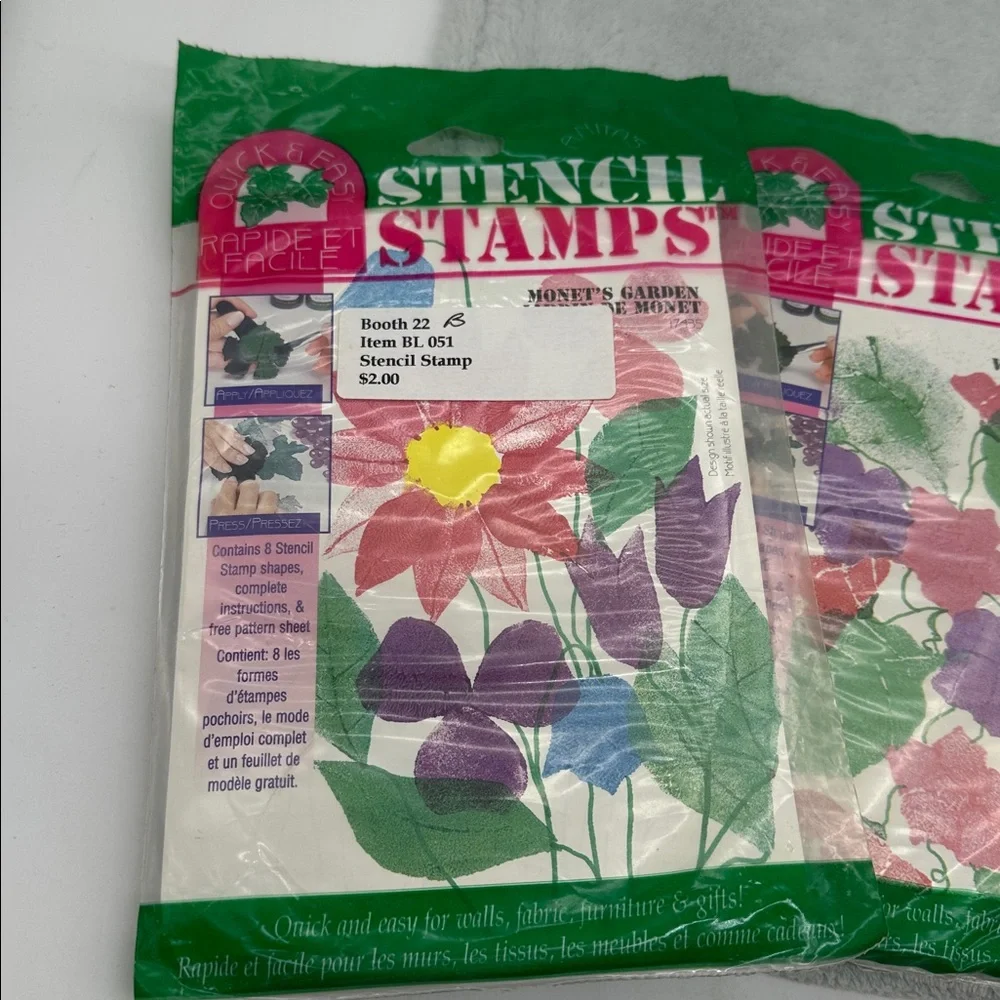 Vintage Stencil Stamps Kits - Lot of 3 Packages, Different Flowers - Picture 2 of 7